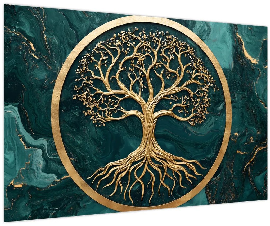Kép – Márványban lévő arany életfa (90x60 cm)