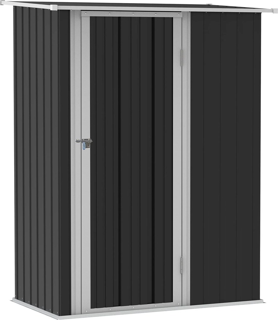 Outsunny Kerti Tároló Sátor Ajtóval - Kültéri Acél Sötétszürke 142 x 84 x 189 cm | Aosom