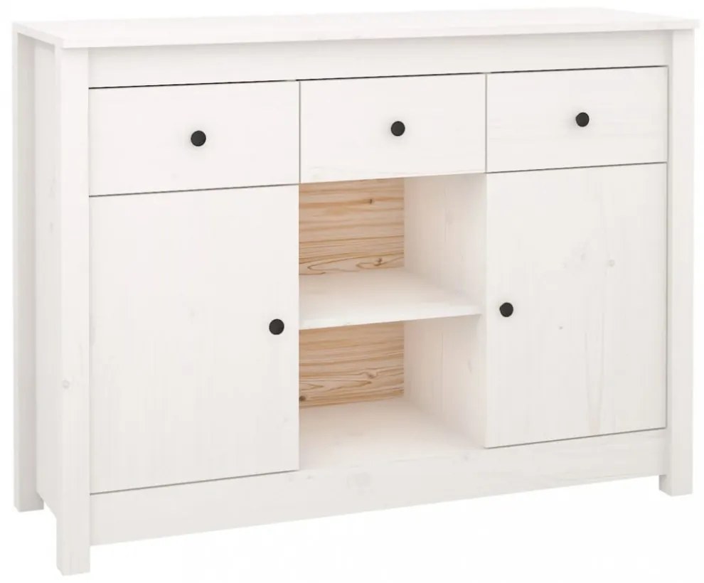 fehér tömör fenyőfa tálalószekrény 100x35x74,5 cm