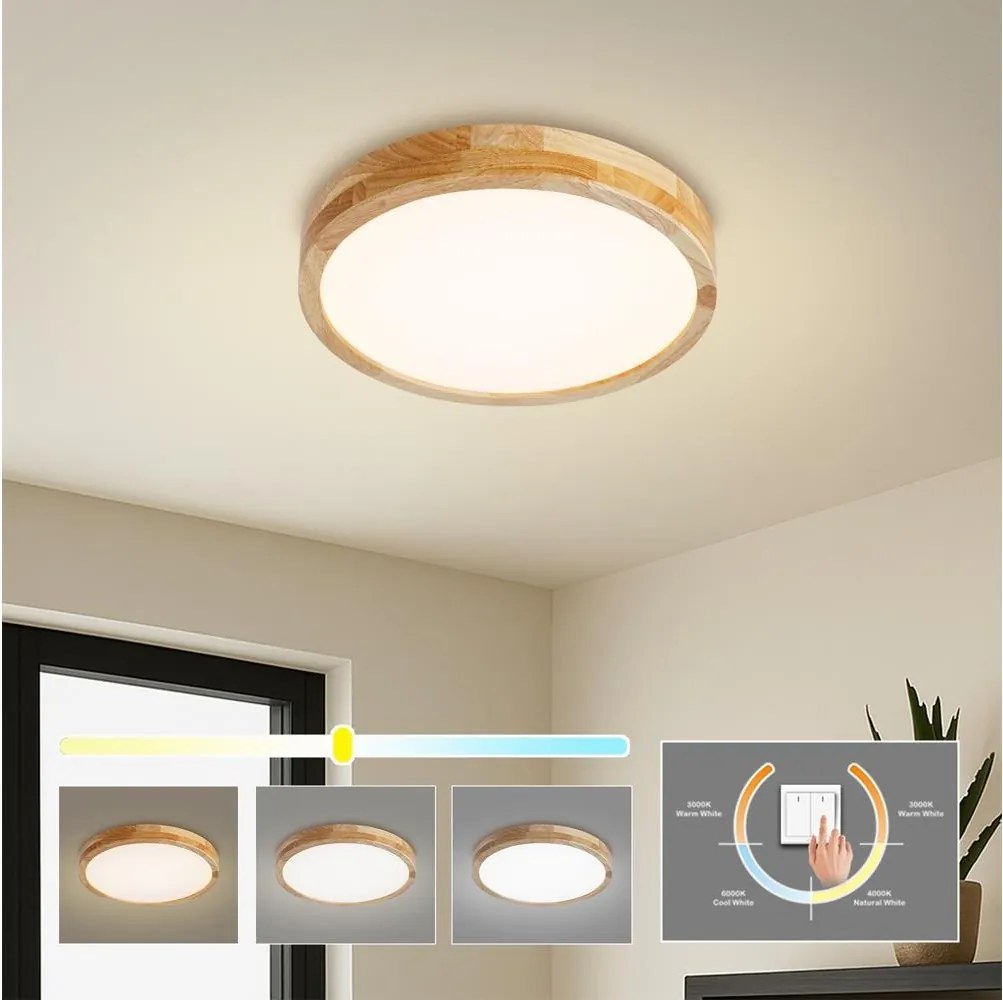 Brilagi - LED mennyezeti lámpa WOODLINE LED/24W/230V 3000/4000/6000K tölgy átm. 30 cm
