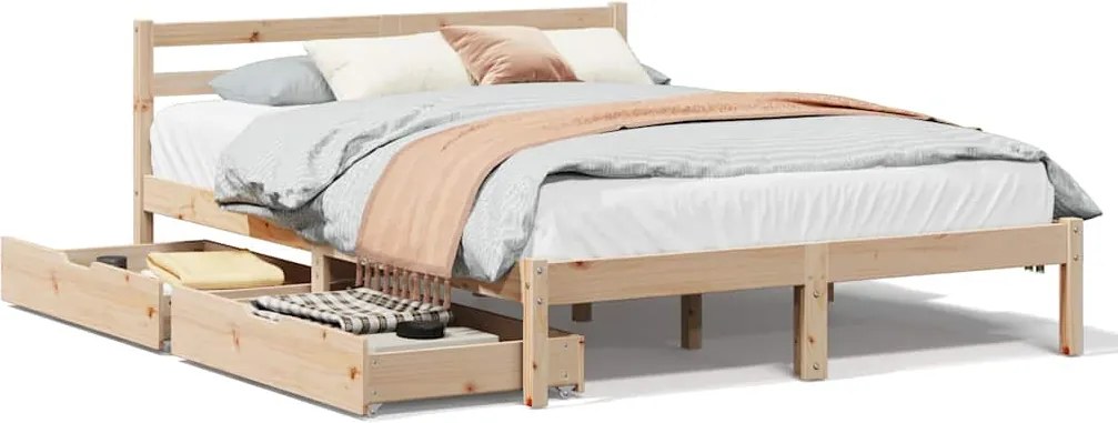 vidaXL tömör fenyőfa ágy matrac nélkül 135 x 190 cm