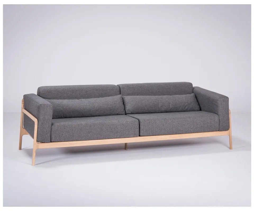 Fawn Plus sötétszürke kanapé tölgyfából, 240 cm - Gazzda