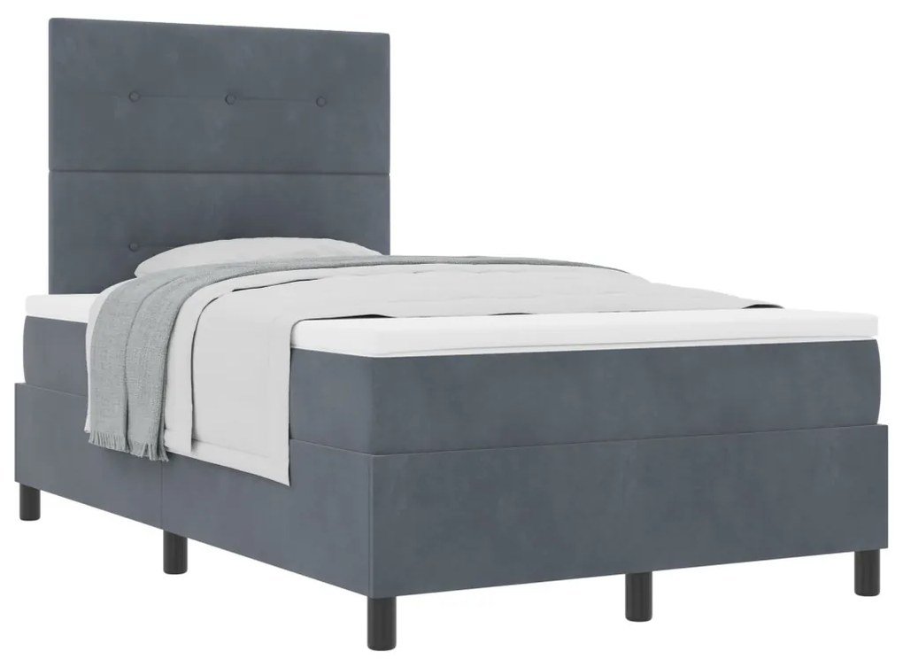 vidaXL Box Spring Ágy Matrac Sötétszürke 120x200 cm Bársony