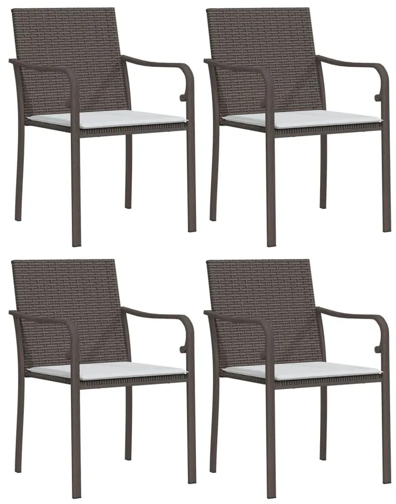 vidaXL 4 db barna polyrattan kerti szék párnával 56x59x84 cm