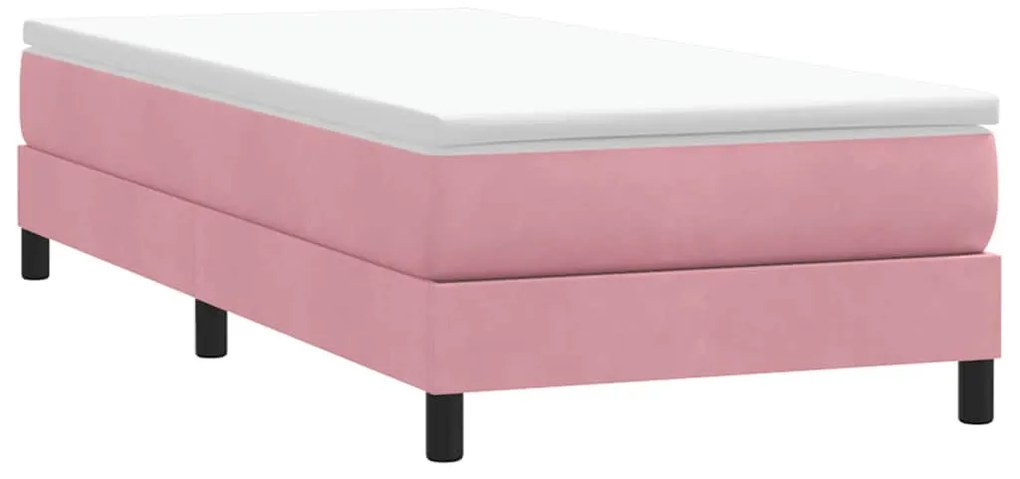 Box Spring ágy matrac nélkül rózsaszín 100x220 cm bársony