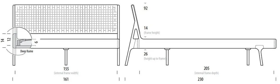 Szürke-natúr színű tölgyfa franciaágy 140x200 cm Fawn – Gazzda