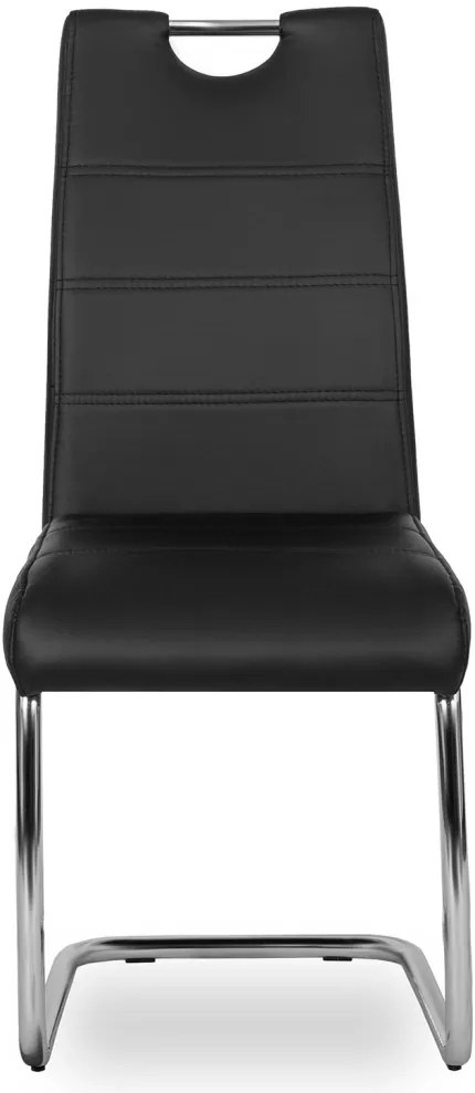 Szánkótalpas Étkezőszék Fekete Eco-bőr Kárpittal. EDER