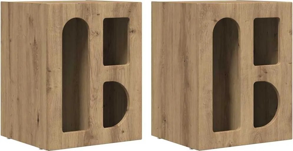 vidaXL Éjjeli asztal 2 pcs Artisan tölgy 40 x 35 x 50 cm Faanyag