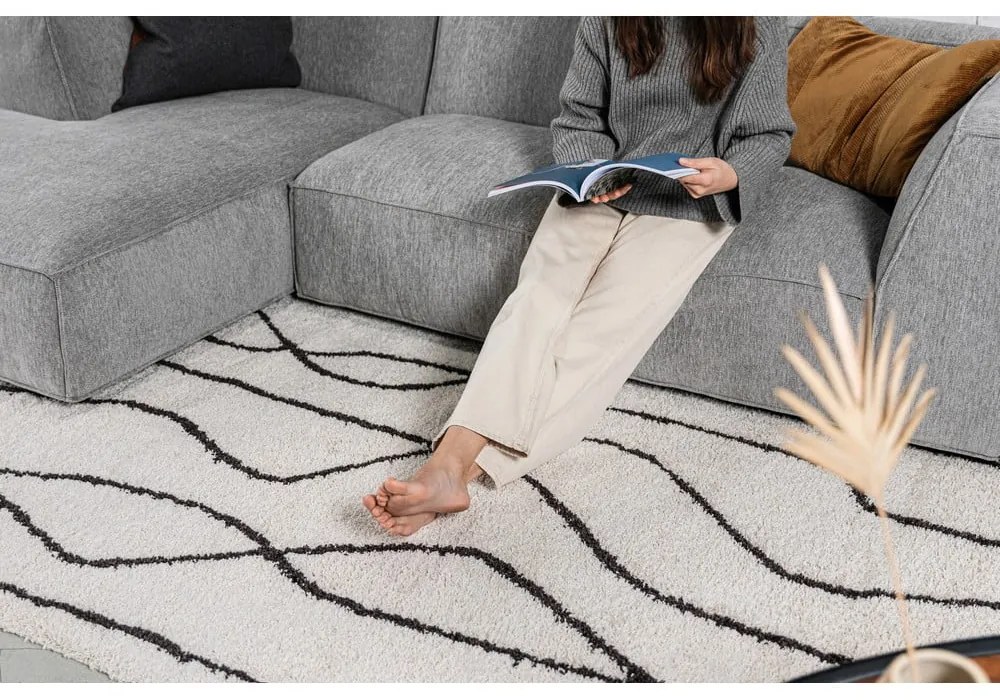 Fehér-fekete szőnyeg 80x150 cm Routa – Universal