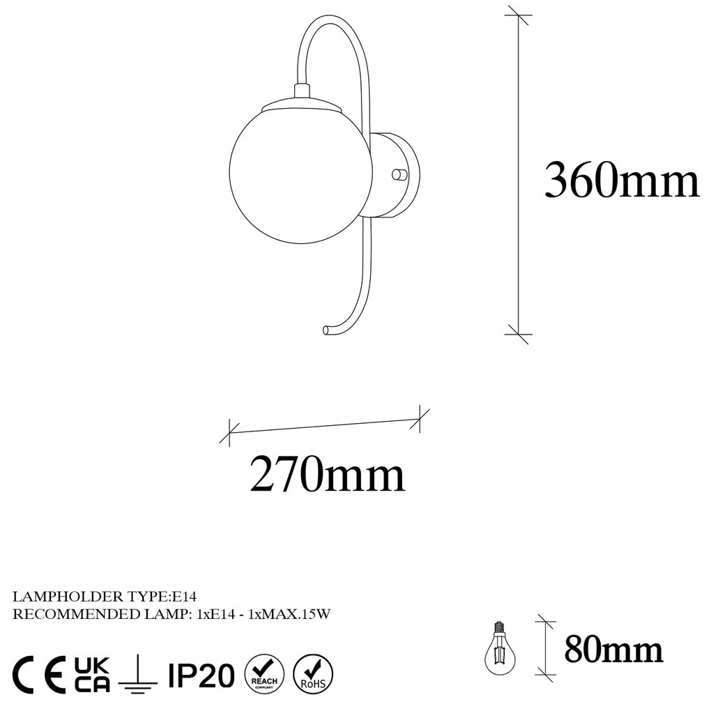 Fali lámpa, Jewel - 10560