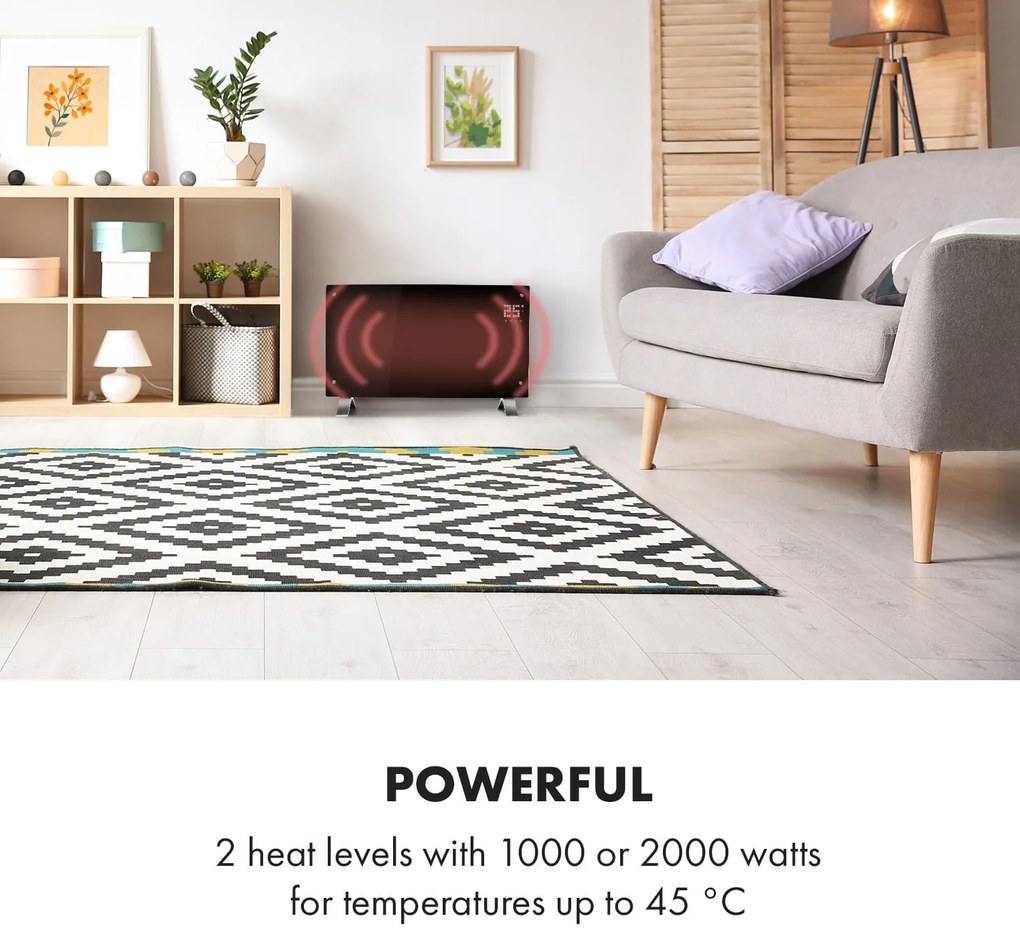 Klarstein Bornholm Curved Smart, konvektor, 2000 W, vezérlés applikáción keresztül, fekete