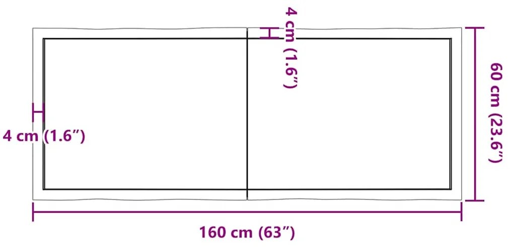 sötétbarna kezelt tömör asztallap 160x60x(2-4) cm