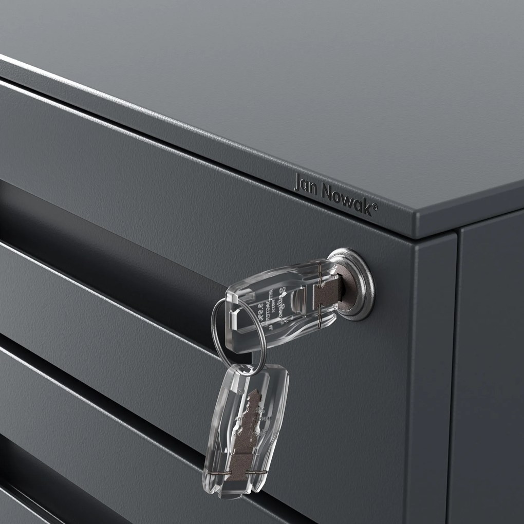 KATE görgős konténer íróasztal alá – 390 x 600 x 500 mm, antracit színű