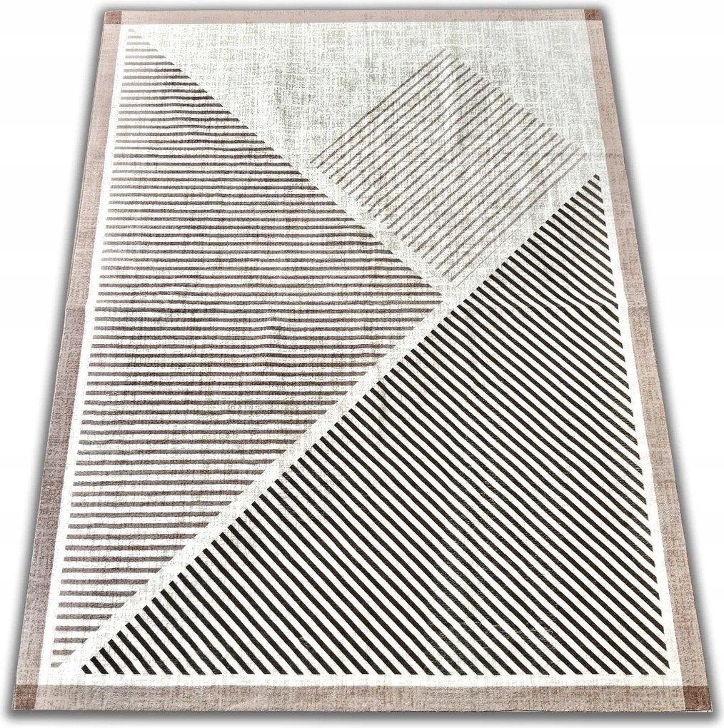 Bézs Szőnyeg 120X160 Könnyű, Csúszásgátló Aljjal Modern Puha Minta