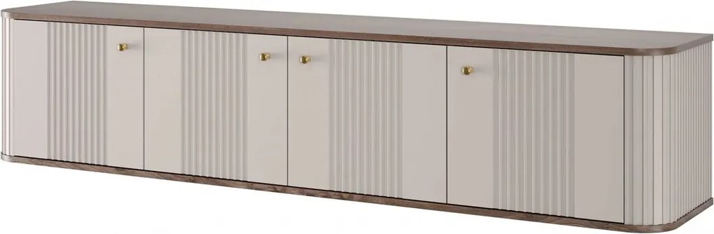Vesper 4D függő TV-szekrény 187 cm - kasmír / diófa / arany fogantyúk