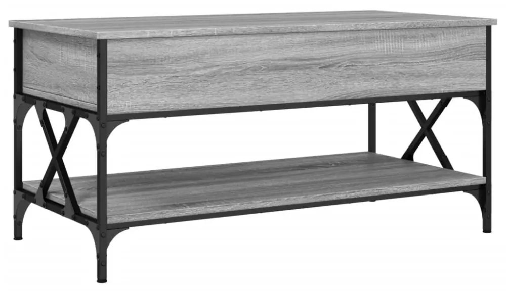szürke sonoma szerelt fa és fém dohányzóasztal 100 x 50 x 50 cm