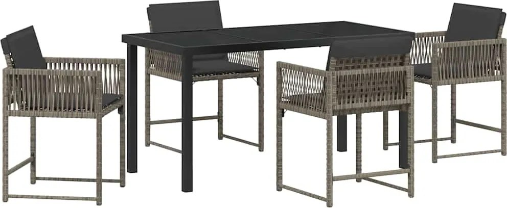 vidaXL Kert étkező szett 5 pcs Szürke polirattan