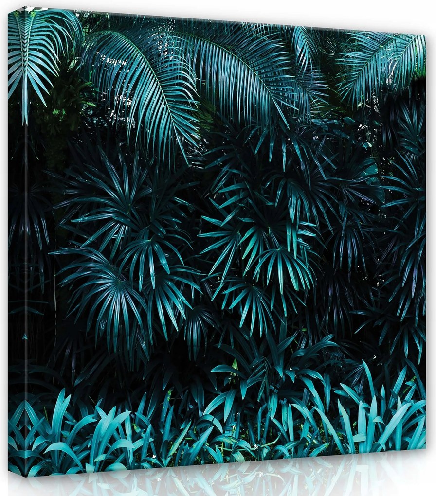 Vászonkép 80x80 Trópusi levelek pálmalevelek zöld nyugalom természet árnyék