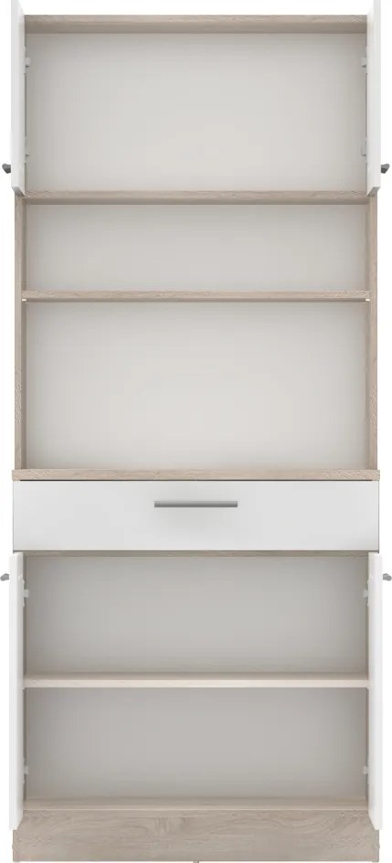 Négyajtós szekrény, sonoma tölgy/fehér, DOMIS NEW