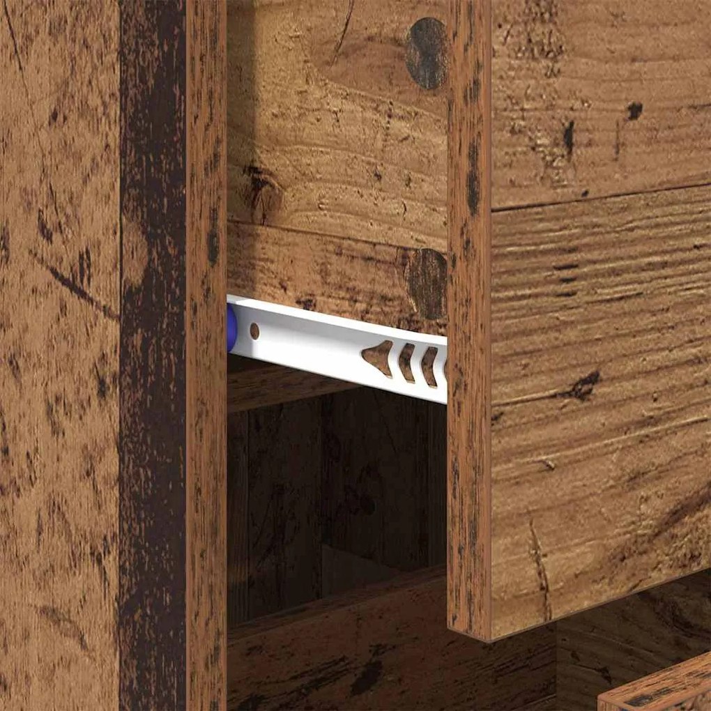 Széf fiókkal Öreg fa 34,5 x 34 x 90 cm Műszaki fa és vas