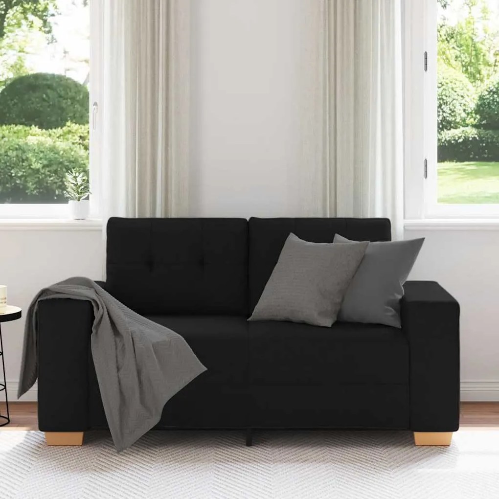fekete szövet loveseat kanapé 120 cm