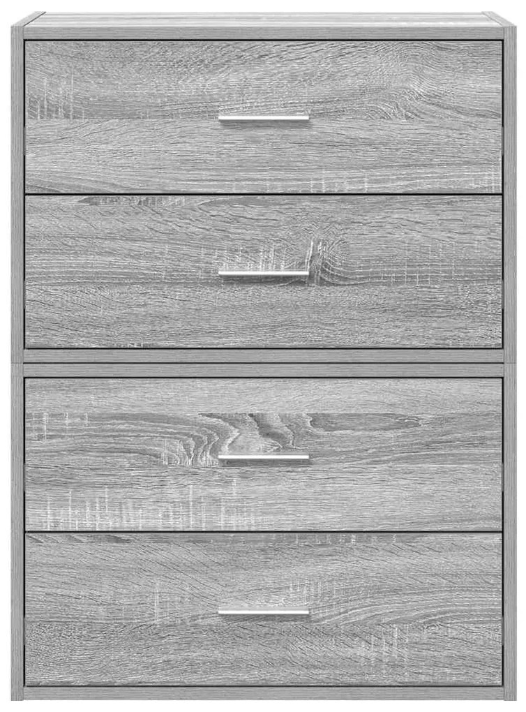2 db szürke sonoma szerelt fa szekrény 2 fiókkal 60 x 31 x 40cm