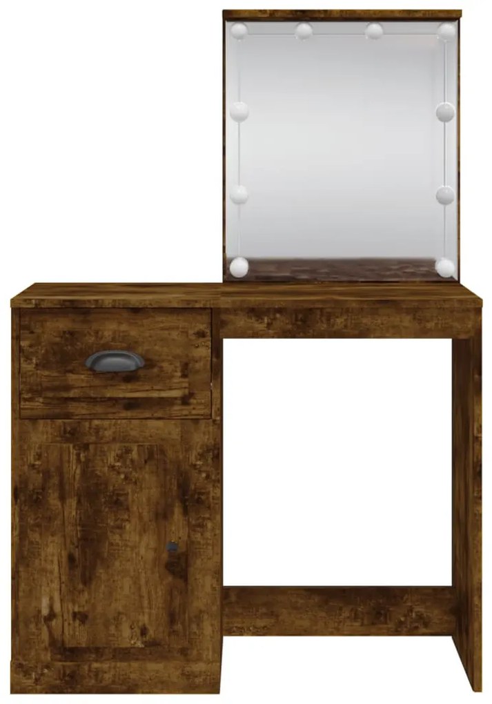 füstös tölgy színű fésülködőasztal LED-lámpákkal 90x42x132,5 cm