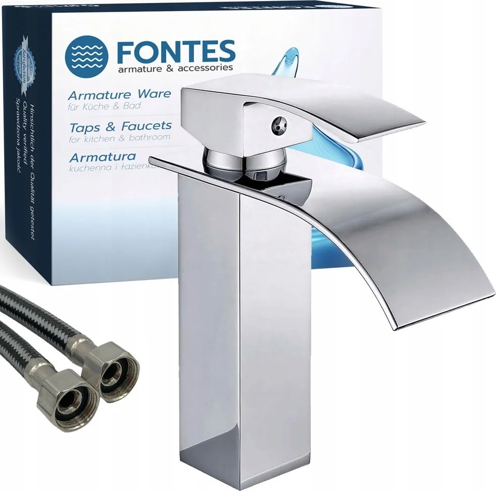 Mosdó Csaptelep Álló Vízesés Cubic Fürdőszoba Csaptelep Mosdóhoz Króm