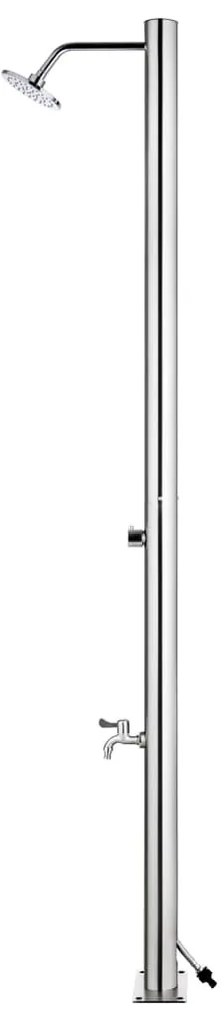 Rozsdamentes acél kerti zuhany szürke aljjal 220 cm