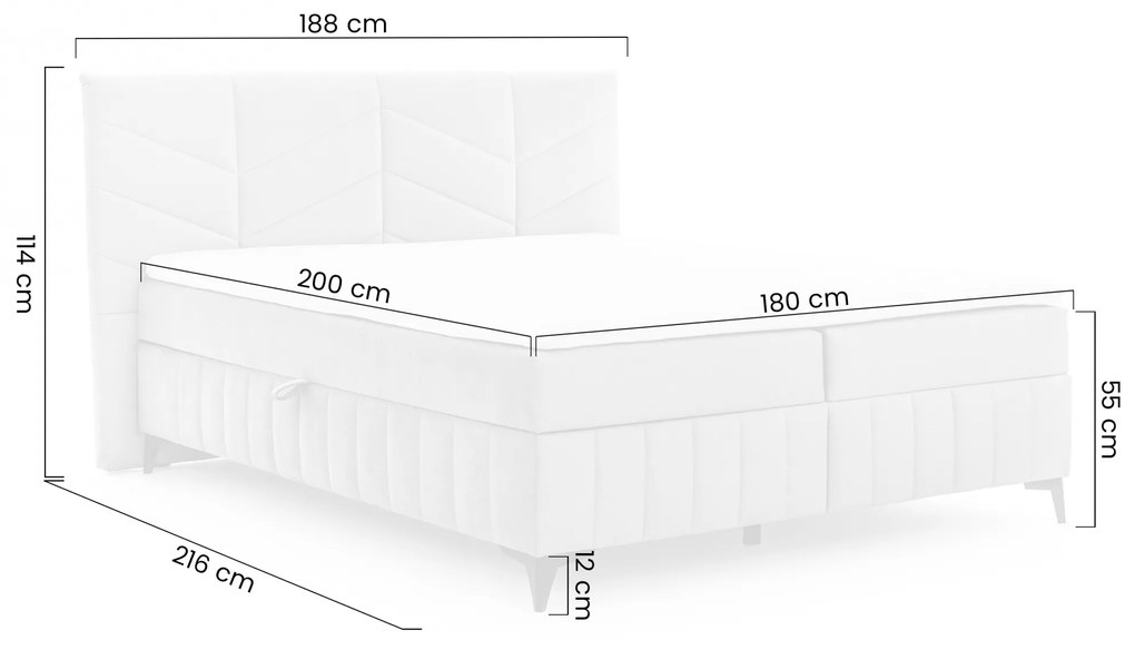 Penia kontinentális ágy 180x200 cm tárolóval - hamu hidrofób Velúr Element 24