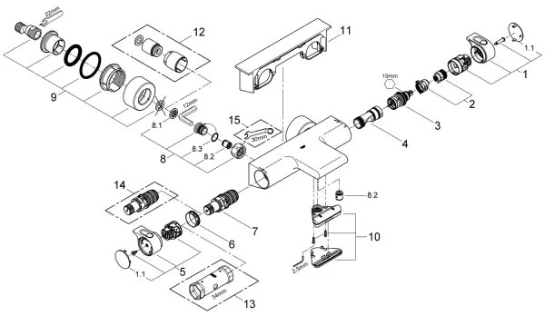 GROHE 34464001 - Termosztátos kádcsaptelep GROHTHERM 2000 DN 15 fényes króm