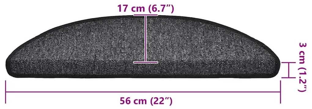 20 db antracitszürke lépcsőszőnyeg 56 x 17 x 3 cm