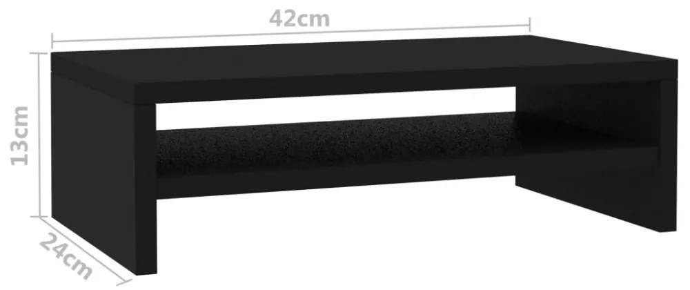 fekete szerelt fa monitorállvány 42 x 24 x 13 cm