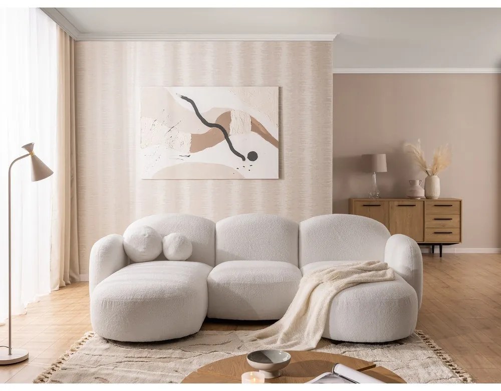 Krémszínű buklé (U alakú) sarokkanapé Orbit – Ropez