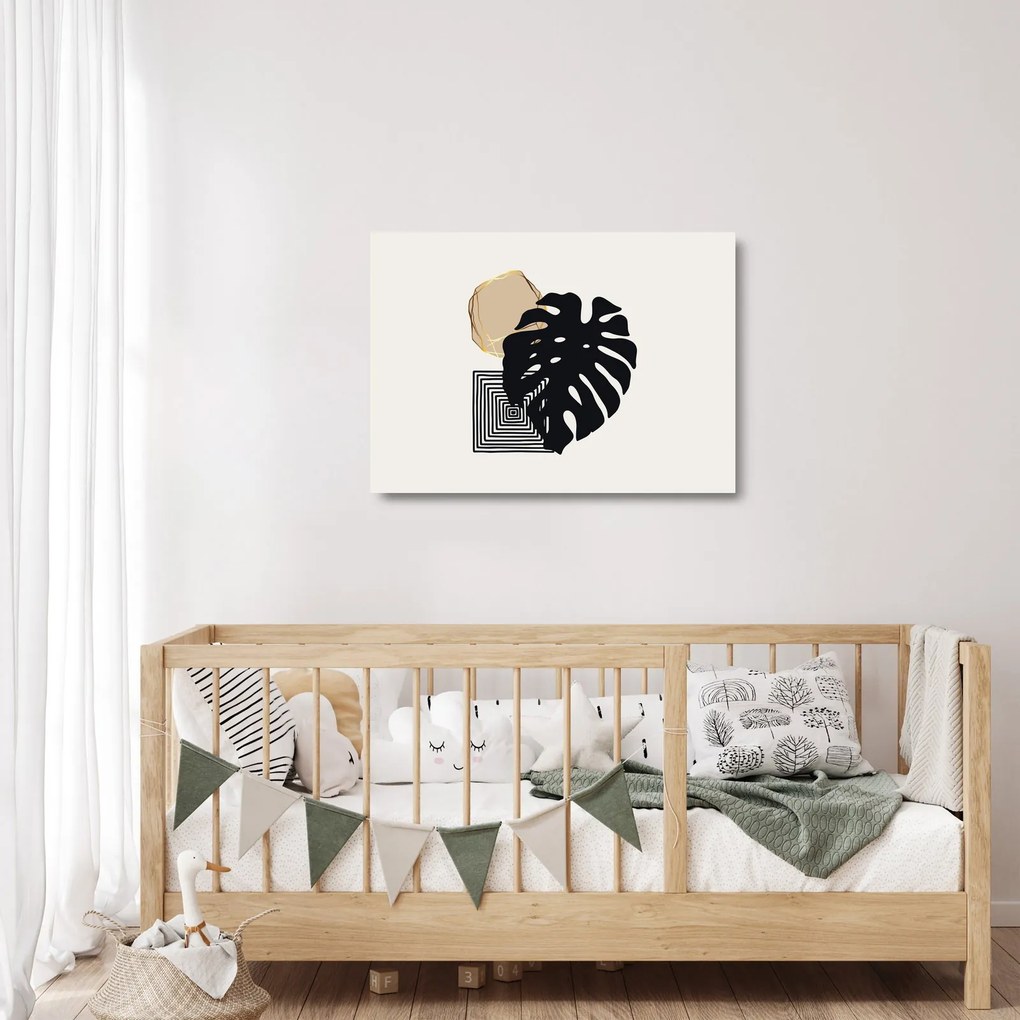 Üveg kép - Absztrakció trópusi levelekkel N⁰2 (70x50 cm)