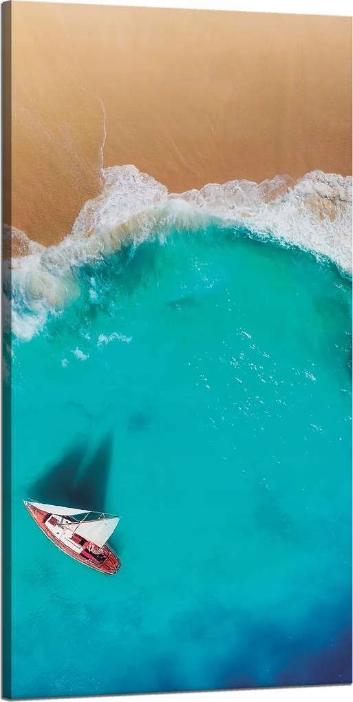 Vászonkép Vitorlás Víz Hullámok Part 60x120 cm Ideális ajándék