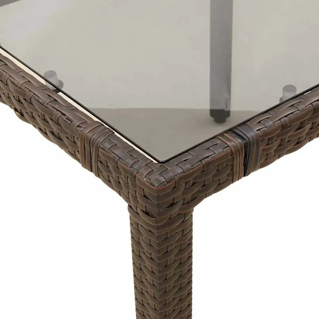 vidaXL 5 részes barna polyrattan kerti bisztrógarnitúra párnákkal