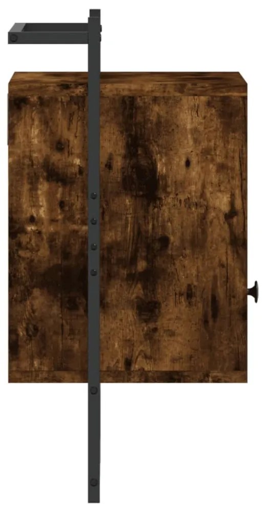 2 db füstös tölgy szerelt fa fali éjjeliszekrény 40x30x61 cm