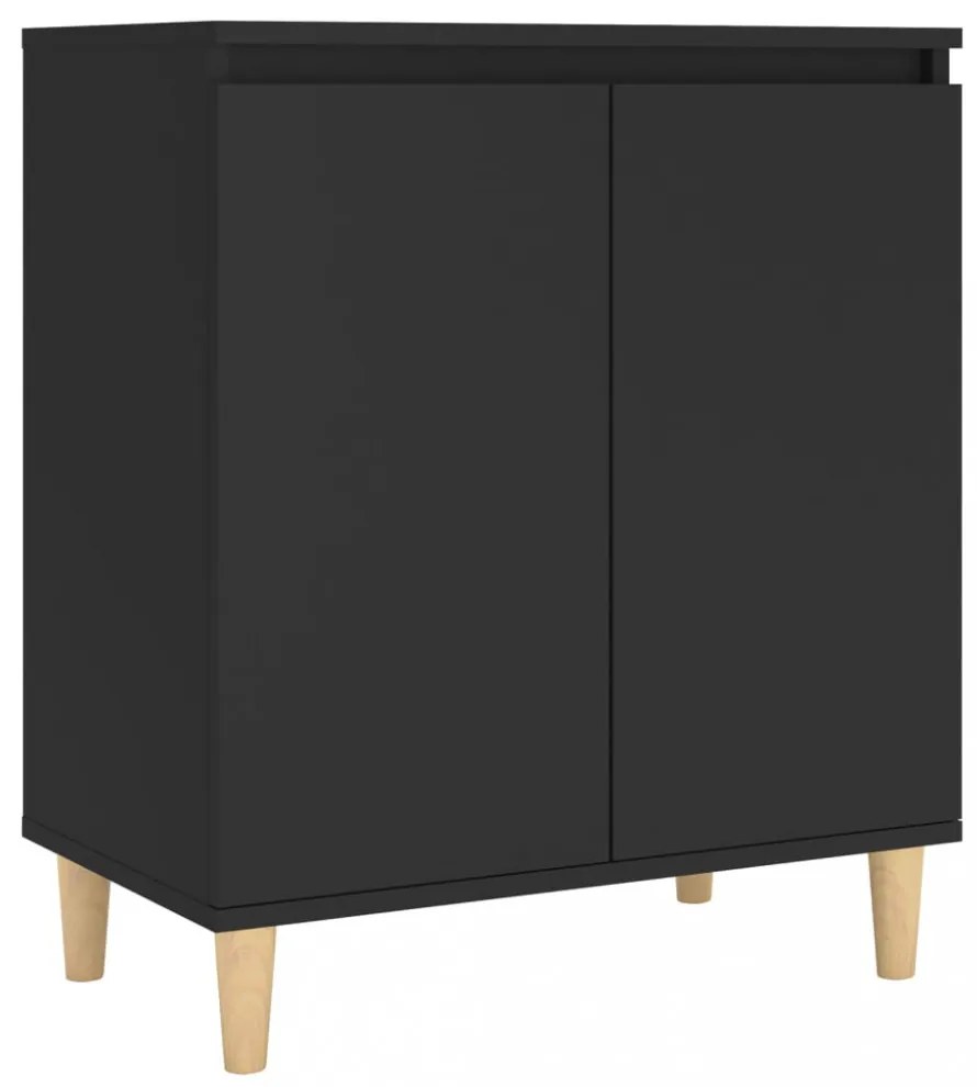 fekete szerelt fa tálalószekrény tömör falábakkal 60x35x70 cm