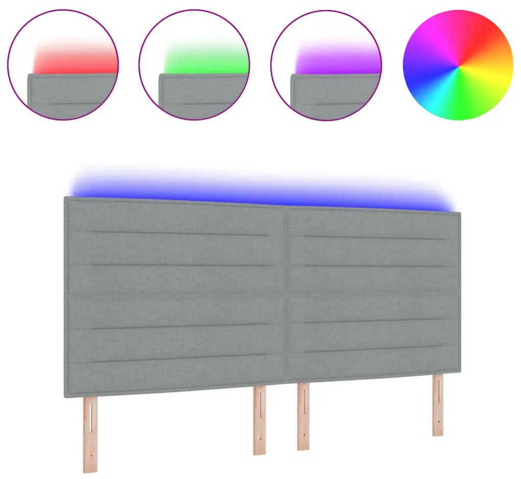 LED Fejvég Vonalakkal Modern Világosszürke 200 cm Szövet