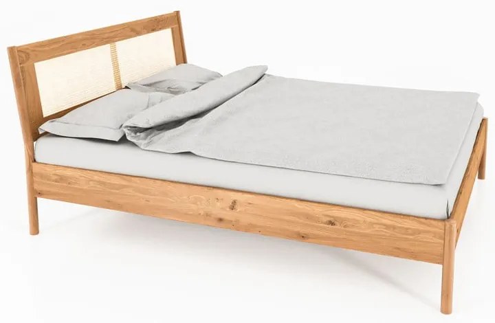 Tölgyfa franciaágy rattan ágytamlával 180x200 cm Pola - The Beds