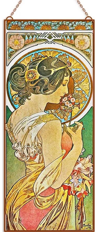 Alfons Mucha - Polyanthus üvegkép, falikép