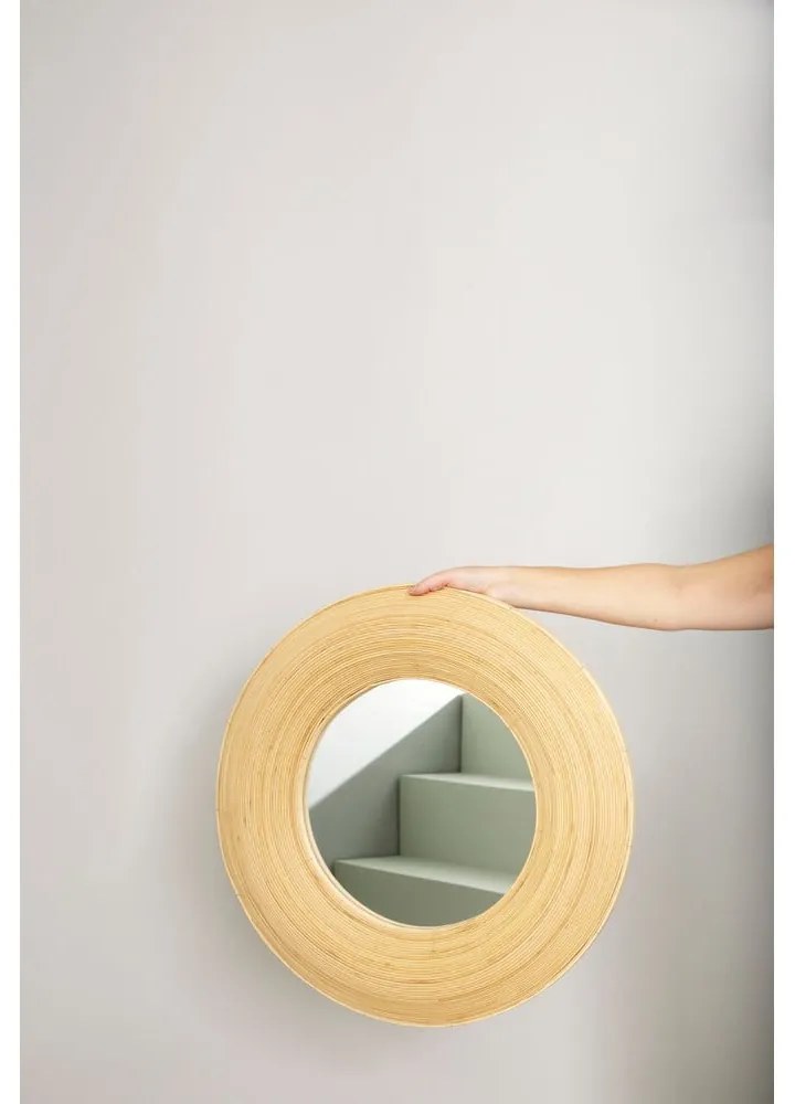 Fali tükör bambusz kerettel ø 60 cm Blush – Hübsch