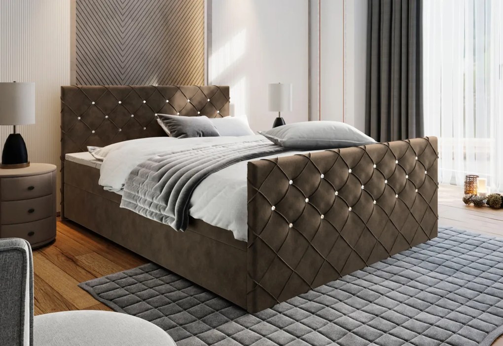 MINDY kárpitozott boxspring ágy, 140x200, magic velvet 2216