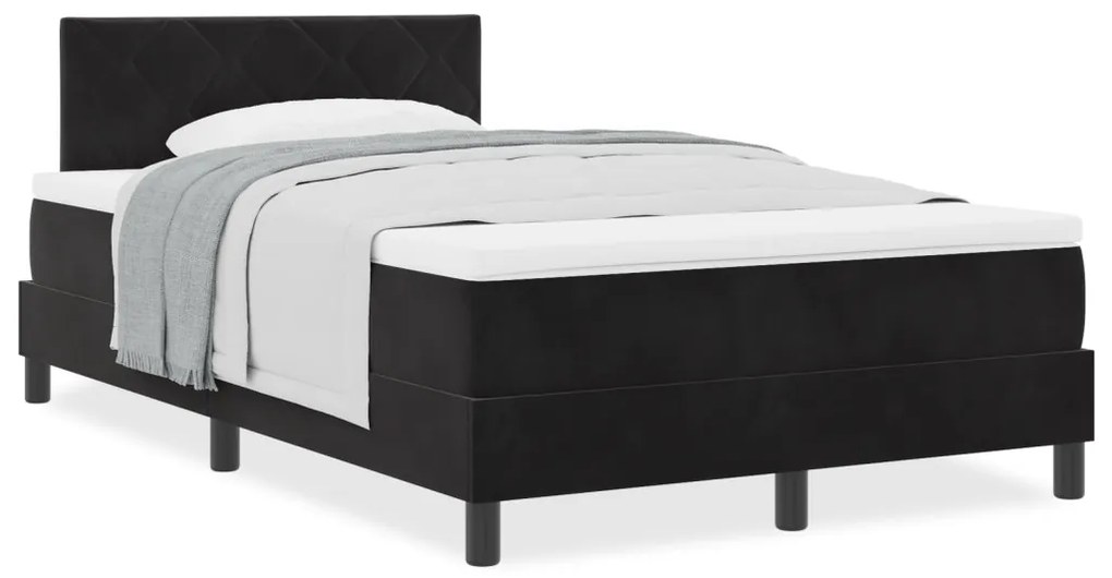 Boxspring Ágy Mattal Fekete Kisebb Kétszemélyes Bársony