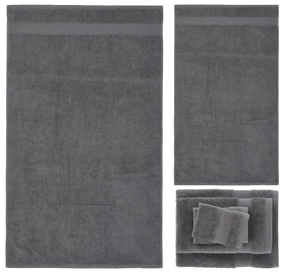 Sötétszürke frottír pamut törölköző és fürdőlepedő készlet 6 db-os Anti-Bacterial – Catherine Lansfield