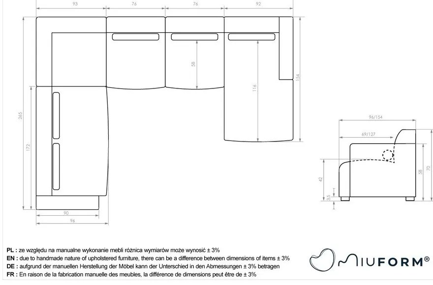 Világosszürke sarokkanapé (bal oldali) Flex Felix – Miuform