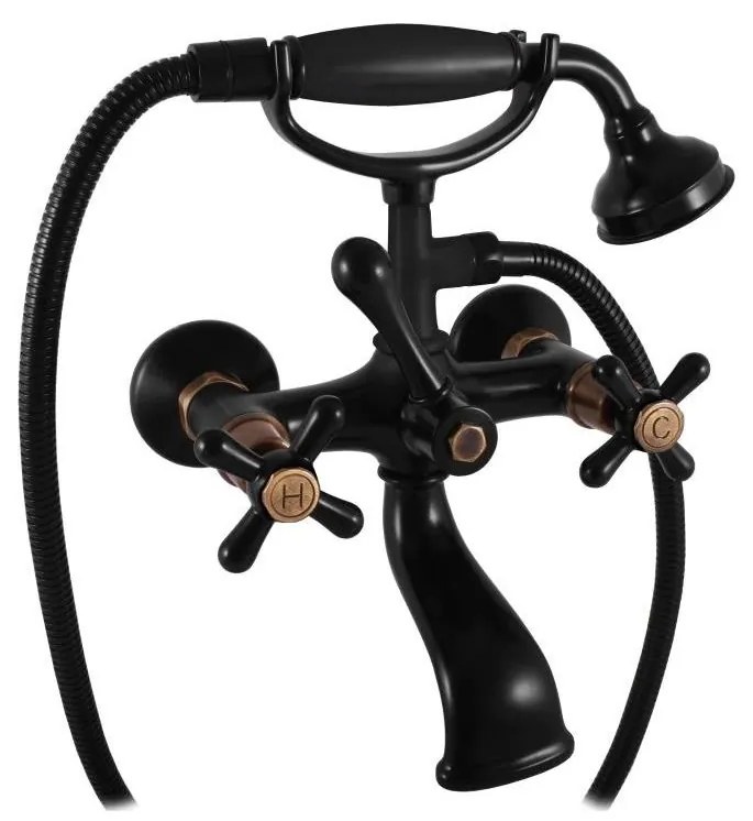 RAV Slezák MK159.5/2CMATSM - Kádgarnitúra csapteleppel MORAVA RETRO fekete/sárgaréz