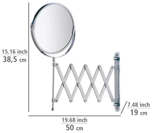 WENKO 15165100 - EXCLUSIVE kozmetikai tükör 19x38,5 cm, fényes króm