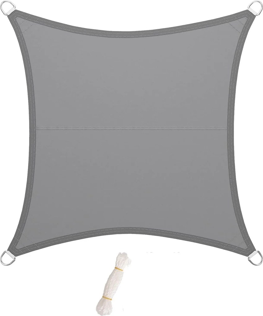 Napvitorla Kerti 3 x 3m Pes Vízálló Uv Világosszürke Zsinór